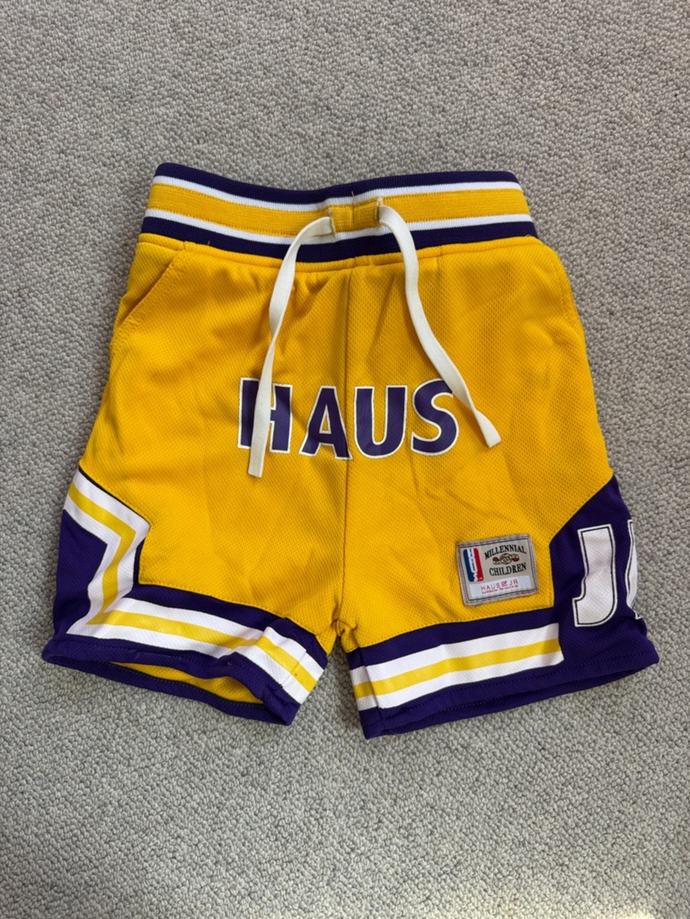 Kids HAUS Yellow & Purple Athletic Shorts